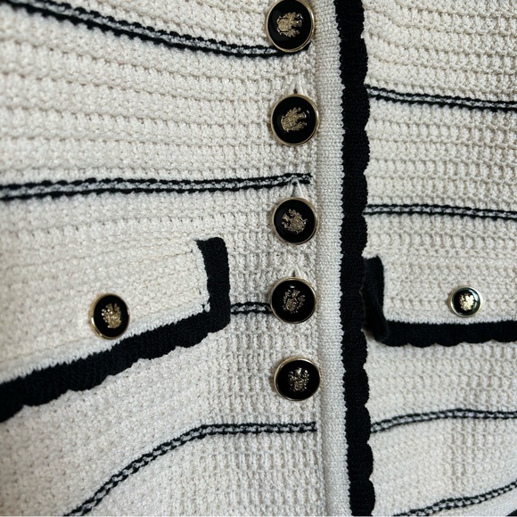 Veronica Beard Ceriani Knit Jacket in Off-White/Black - Picture 8 of 14